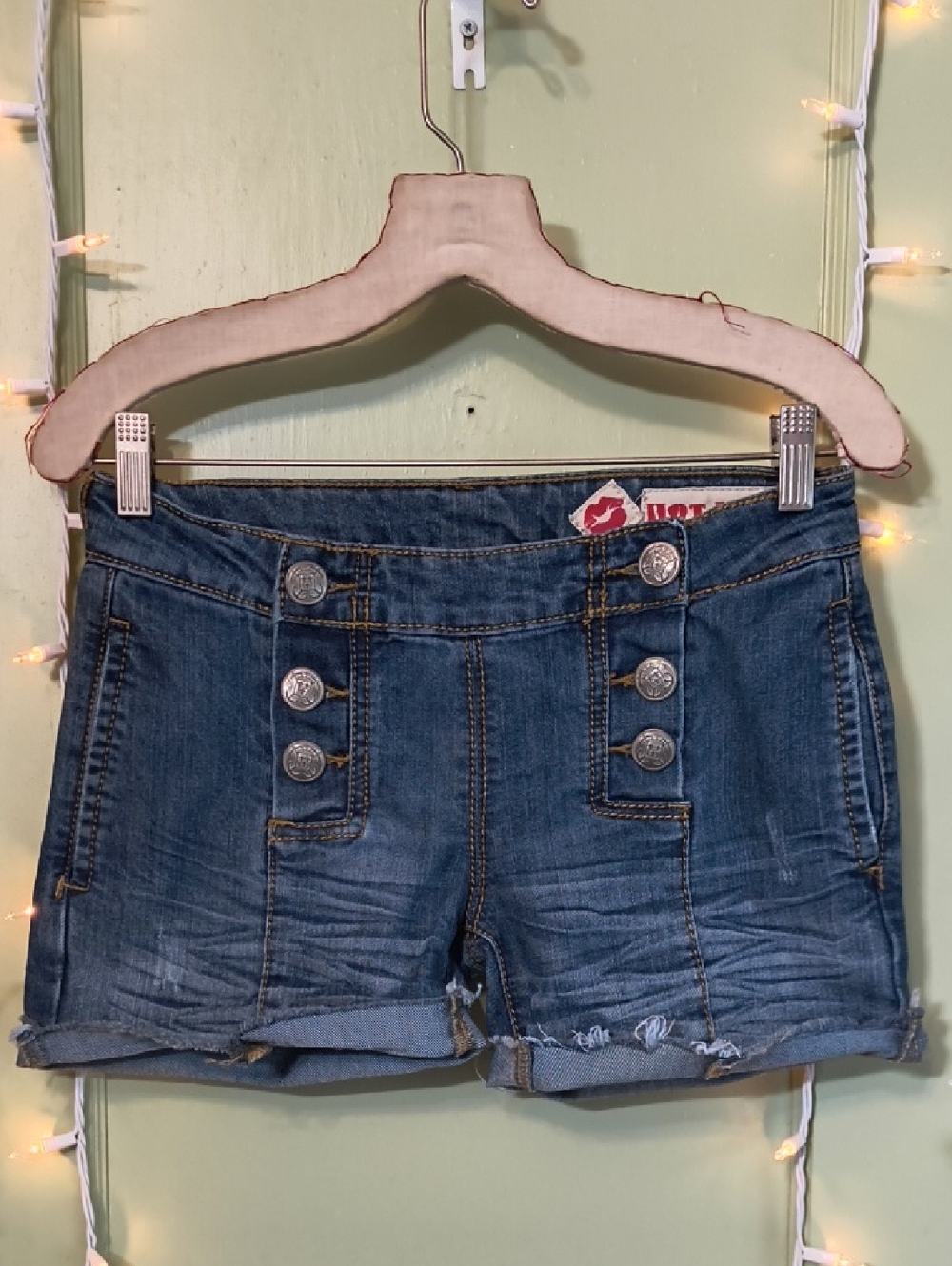 Women's Hot Kiss Big Button Trouser Denim Cut Off Jean Shorts 7
